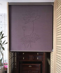 Rèm xuyên sáng họa tiết hoa sen che ban thờ 03