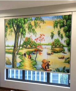 Rèm cuốn in tranh cản nắng 100% cho cửa sổ chung cư