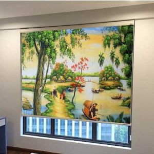 Rèm cuốn in tranh cản nắng 100% cho cửa sổ chung cư