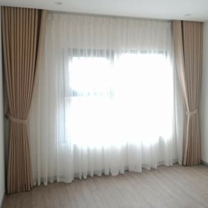 Rèm vải 2 lớp màu vàng giá rẻ cho phòng ngủ chung cư