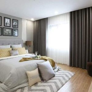 Rèm vải 2 lớp cản nắng tốt cho phòng ngủ chung cư
