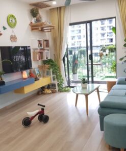 Rèm vải màu vàng cho phòng khách chung cư mã WRV24