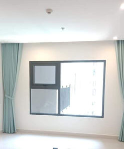 Rèm vải 1 lớp màu xanh đẹp cho phòng ngủ chung cư mã WRV19