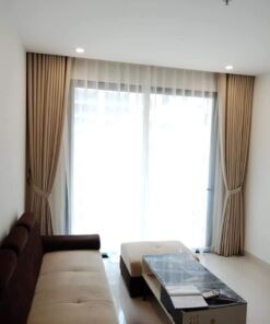 Rèm vải 2 lớp màu vàng giá rẻ cho phòng khách chung cư