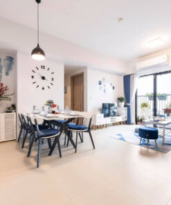 Rèm vải 2 lớp màu xanh đẹp cho phòng khách chung cư