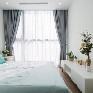 Rèm vải 2 lớp đẹp cản nắng 100% cho phòng ngủ chung cư mã WRV26