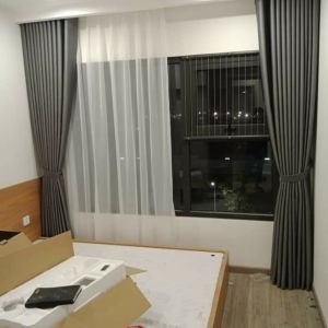 Rèm vải 2 lớp màu tối cản nắng tốt cho phòng ngủ chung cư