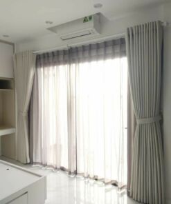 Rèm vải 2 lớp màu trắng sữa cho phòng ngủ chung cư