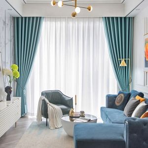 Rèm Vải Màu Xanh Chống Nắng 100% mã WRV22