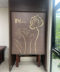 Rèm che ban thờ in họa tiết hoa sen đẹp