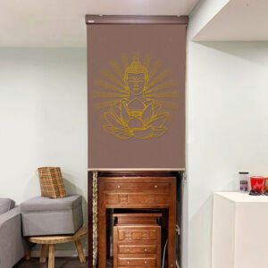 Rèm che bàn thờ đẹp in họa tiết hoa sen -RBT3007