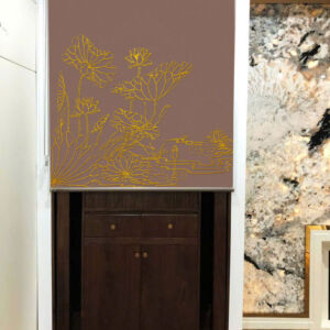 Rèm che bàn thờ đẹp in họa tiết hoa sen -RBT3008