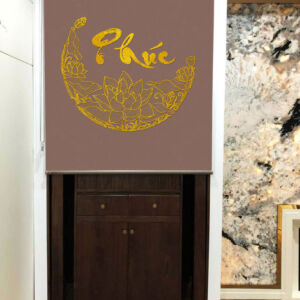 Rèm che bàn thờ đẹp in họa tiết hoa sen -RBT3009