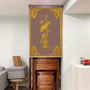 Rèm che bàn thờ đẹp in họa tiết hoa sen -RBT2901