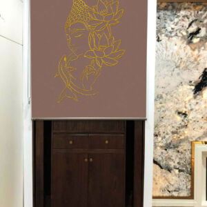 Rèm che bàn thờ đẹp in họa tiết hoa sen -RBT2903