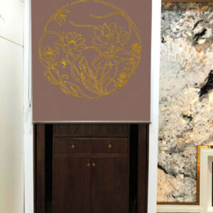 Rèm cuốn che bàn thờ giá rẻ in họa tiết hoa sen -RBT2906